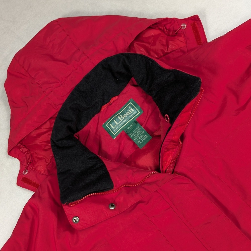 LL Bean Womens 2X Red PrimaLoft Insulated Winter Parka Hooded Jacket OBDF1